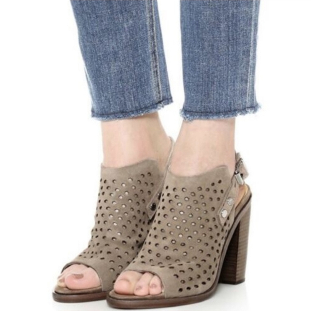 Rag & bone wyatt grey perforated suede sandal slingback size 6